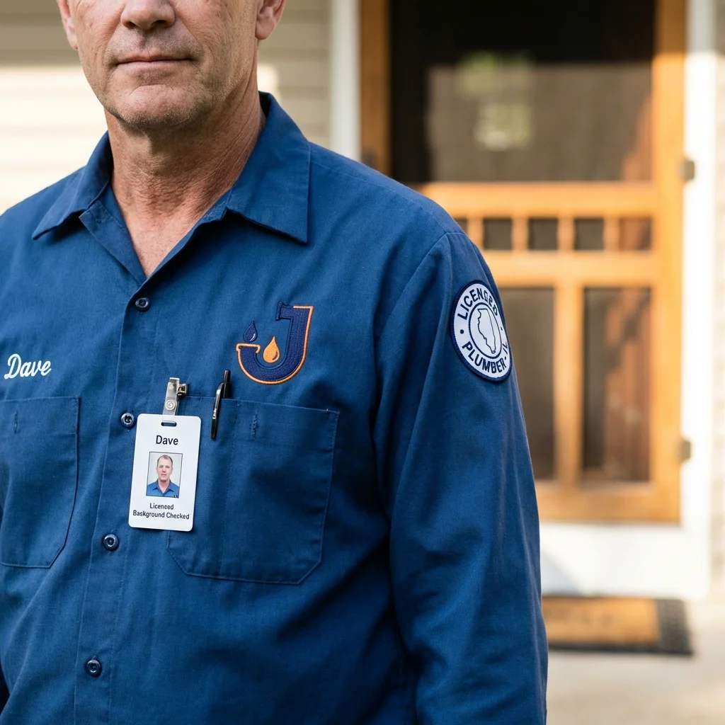 Licensed plumber showing ID badge in Tamaqua, PA