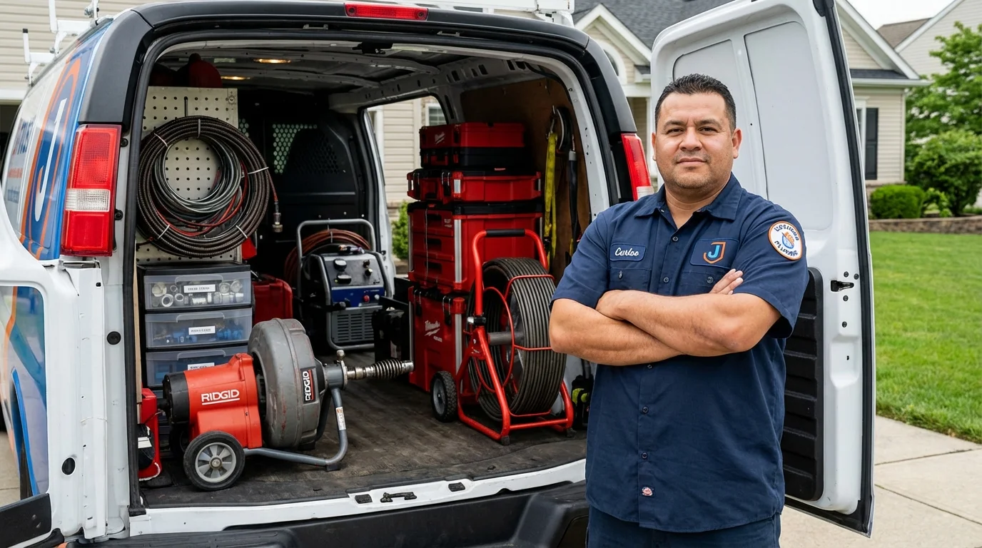 Professional drain cleaning equipment and Johns Plumbing LLC plumber in Tamaqua