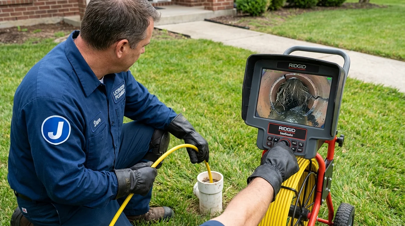 Sewer camera inspection being performed by Johns Plumbing LLC in Tamaqua