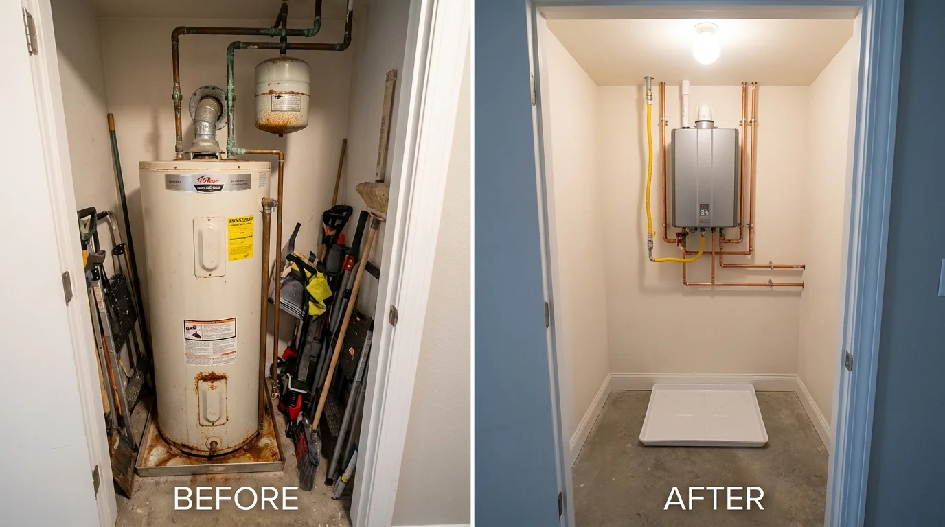 Tank water heater versus wall-mounted tankless unit comparison for Tamaqua, PA homeowners